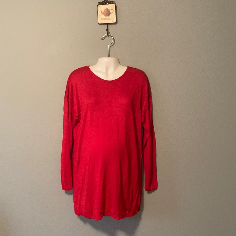 MiMi Maternity 525 America Sweater Dress Christmas Red